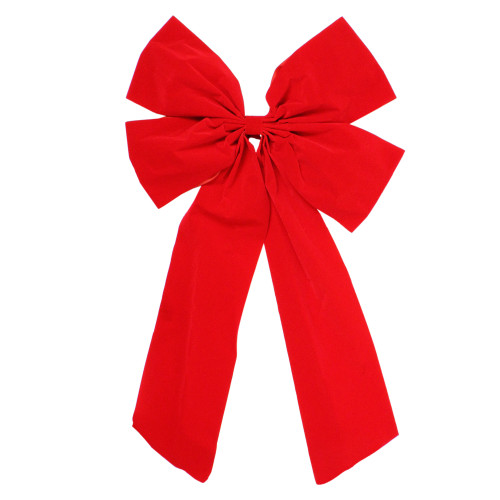 18" x 30" Red 4-Loop Velveteen Christmas Bow Decoration - IMAGE 1
