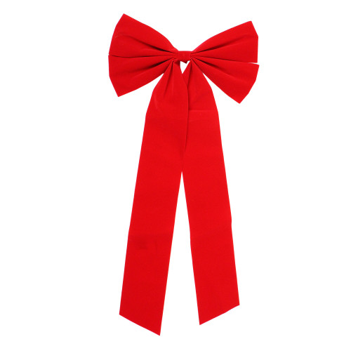 12" x 24" Red 4-Loop Velveteen Christmas Bow Decoration - IMAGE 1