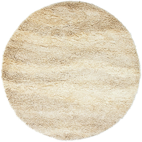 10' Solid Cream White Round New Zealand Wool Area Throw Rug - IMAGE 1
