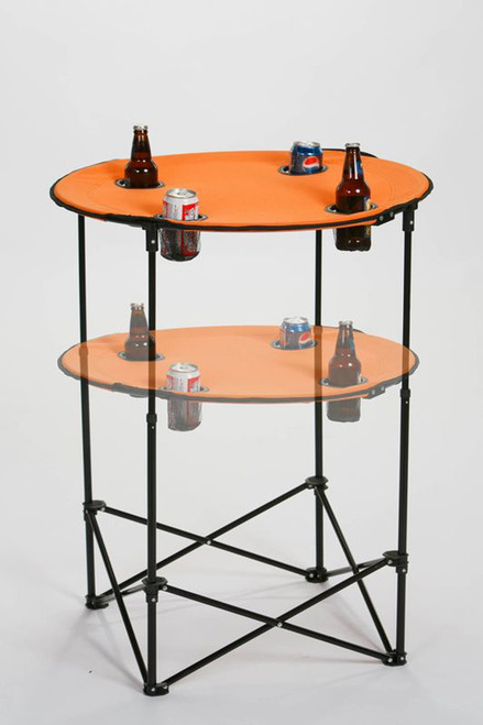 36" Round Orange Adjustable Scrimmage Tailgate Table - IMAGE 1