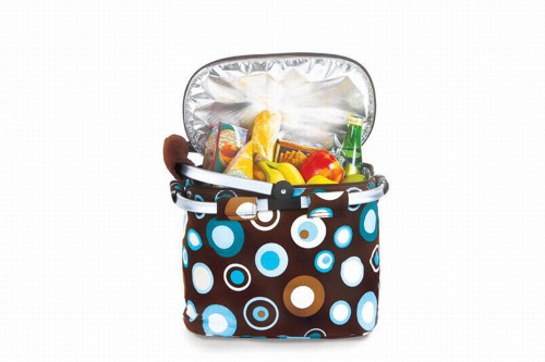 14" Brown Sky Blue and Orange and Collapsible Market Tote Cooler - IMAGE 1