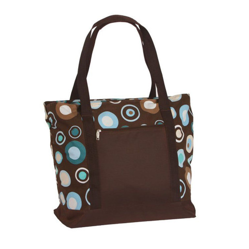 24" Cafe Ole Brown Polka Dot Beach Cooler Bag With Picnic Accessories - IMAGE 1