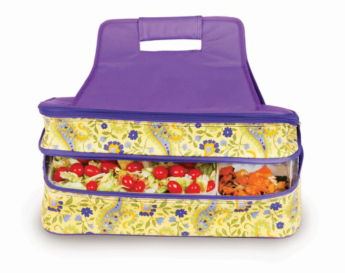 18" Purple and Yellow Expandable Hot and Cold Food Carrier - IMAGE 1