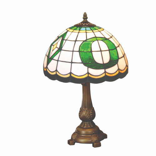 19.5" White and Green NCAA Oregon Ducks Tiffany Table Lamp - IMAGE 1