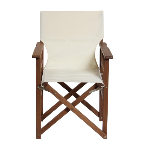 36” White Foldable Patio Chair With A Wooden Frame - IMAGE 1