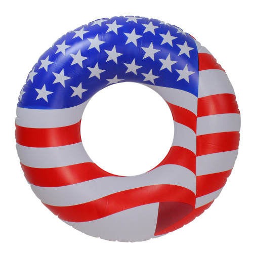 36" Patriotic Stars and Stripes Ring Inflatable Swimming Pool Inner Tube - IMAGE 1