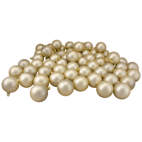 Shatterproof Matte Christmas Ball Ornaments 2.5" (60mm) - Champagne Gold - 60ct - IMAGE 1