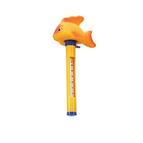 9" Yellow Goldfish Floating Swimming Pool Thermometer with Cord - IMAGE 1