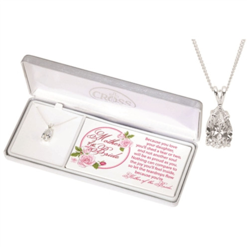 18" Silver Plated Mother of the Bride Cubic Zirconia Pendant Necklace - IMAGE 1