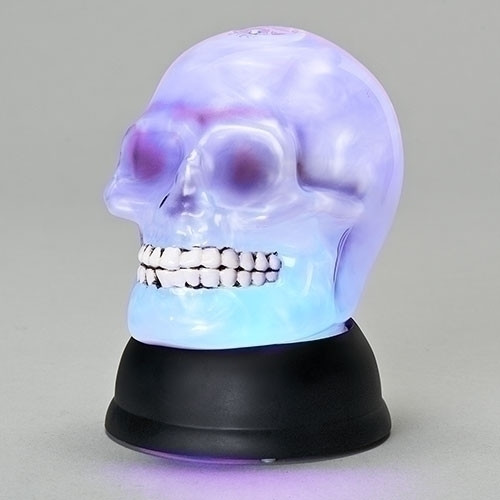 6" LED Pearl Swirl Skull Battery Operated Halloween Figurine - IMAGE 1
