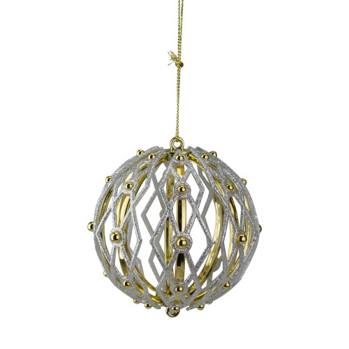 Shiny and Glitter Gold Shatterproof Christmas Ball Ornament 5" (125mm) - IMAGE 1