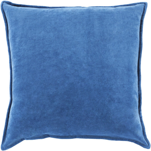 22" Dark Blue Flange Edged Solid Square Throw Pillow Cover - IMAGE 1