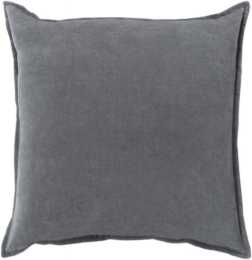 18" Charcoal Gray Flange Solid Square Throw Pillow Cover - IMAGE 1