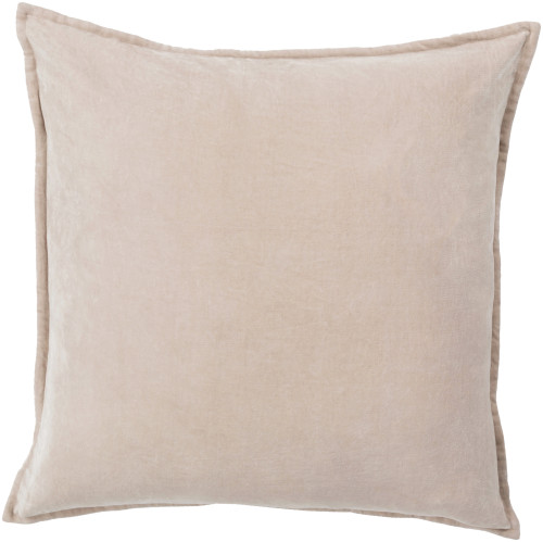 22" Taupe Brown Flange Solid Square Throw Pillow Cover - IMAGE 1