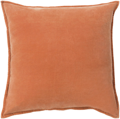 18" Orange Flange Edged Solid Square Throw Pillow Cover - IMAGE 1