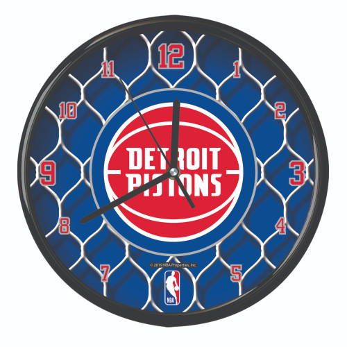 11.5" Blue and White NBA Detroit Pistons Net Wall Clock - IMAGE 1