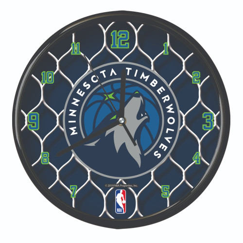 11.5" Teal Blue and White NBA Minnesota Timberwolves Net Wall Clock - IMAGE 1