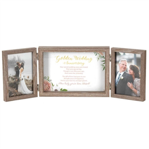 19.25" Brown and White Golden Wedding Anniversary Tabletop Photo Frame - IMAGE 1