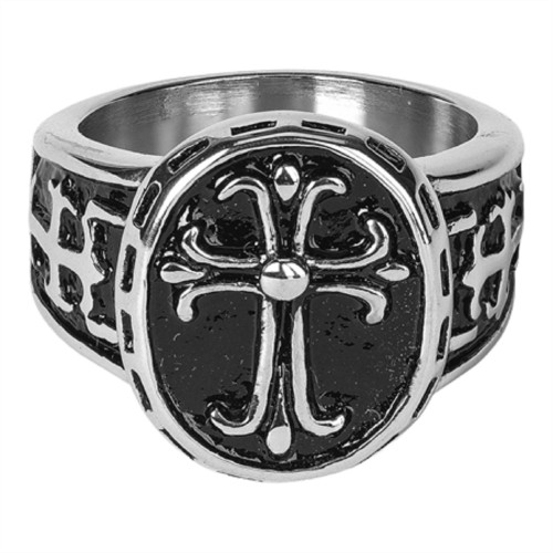 Men Adult Black Cross Stainless Steel Tapered Ring, Size 11 | Christmas ...