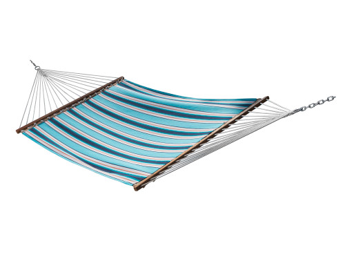 Striped Sunbrella Quilted Two Person Double Hammock - 144” x 53" - Blue and White - IMAGE 1