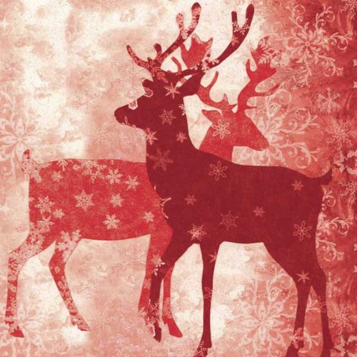 Pack of 60 Red Reindeer Silhouette 3-Ply Lunch Napkins 6.5" - IMAGE 1