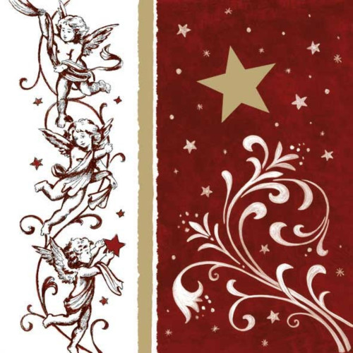 Pack of 60 Christmas Angels in Burgundy 3-Ply Lunch Napkins 6.5" - IMAGE 1
