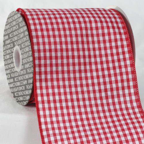 Red and White Checkered Ribbon 5" x 20 Yards - IMAGE 1