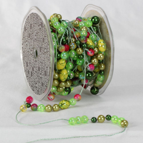 Green and Yellow Colorado Garland Beads Craft Ribbon 0.25" x 27 Yards - IMAGE 1