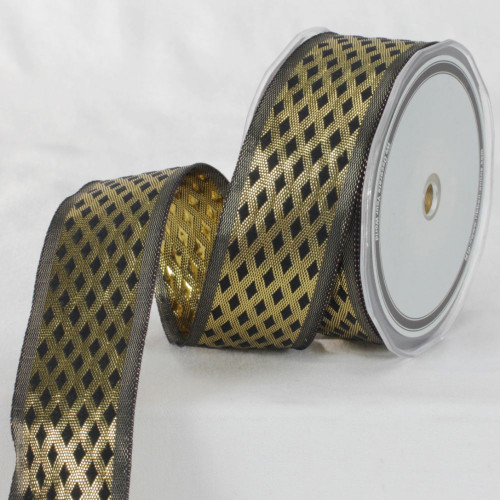 Black and Gold Colored Metallic Finish Ribbon 1.5" x 27 Yards - IMAGE 1