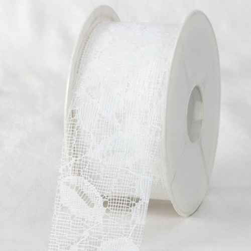 Snow White Designer Floral Lace Craft Ribbon 2" x 22 Yards - IMAGE 1