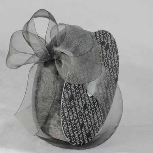 Graphite Gray and Black Shimmering Crystal Organdy Ribbon 1" x 55 Yards - IMAGE 1