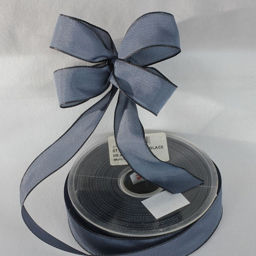 French Blue Solid Wired Edge Ribbon 1" x 27 Yards - IMAGE 1