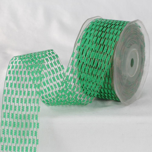 Green Stretchglitter Craft Ribbon 2" x 22 Yards - IMAGE 1