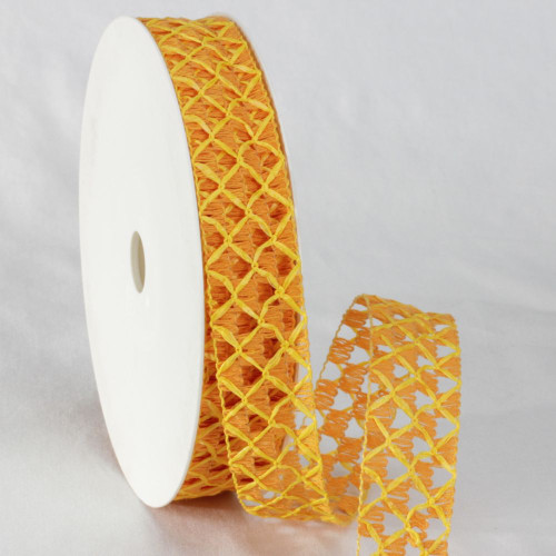 Orange and Yellow Basket Weave Patterned Ribbon 1.2" x 20 Yards - IMAGE 1