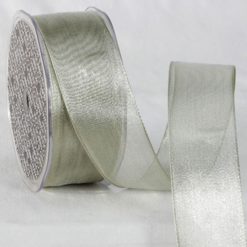 Pearl White Metallic Sheer Wired Craft Ribbon 1.5" x 25 Yards - IMAGE 1