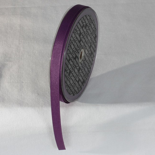 Plum Purple Striped Woven Edge Grosgrain Ribbon 0.3" x 22 Yards - IMAGE 1