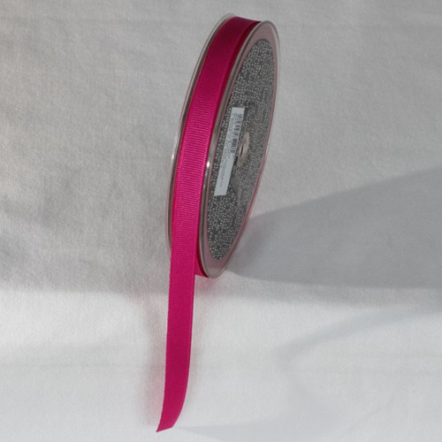 Fuchsia Pink Striped Woven Edge Grosgrain Ribbon 0.3" x 22 Yards - IMAGE 1