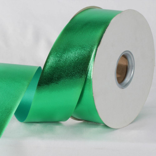 Emerald Green Metallic Finish Ribbon 2" x 110 Yards - IMAGE 1