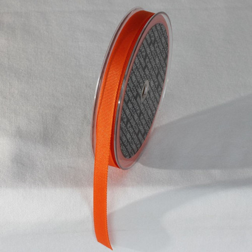 Orange Striped Woven Edge Grosgrain Ribbon 0.3" x 22 Yards - IMAGE 1
