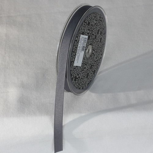 Gray Striped Woven Edge Grosgrain Ribbon 0.3" x 22 Yards - IMAGE 1