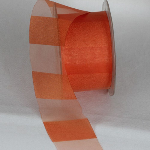 Orange Sheer Striped Craft Ribbon 2" x 55 Yards - IMAGE 1