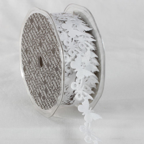 White Sticky Back Enchanting Butterfly Garland Lace Craft Ribbon 0.8" x 22 Yards - IMAGE 1