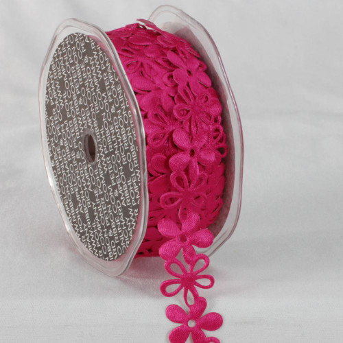 Pink Sticky Back Flower Garland Lace Craft Ribbon 0.8" x 22 Yards - IMAGE 1