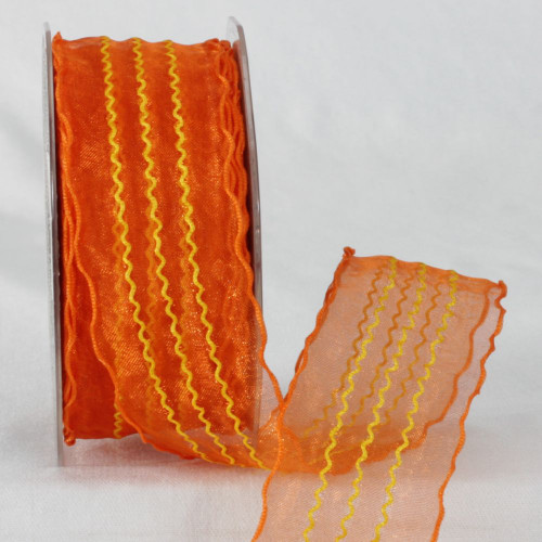Orange Contemporary Wave Craft Ribbon 1.5" x 22 Yards - IMAGE 1