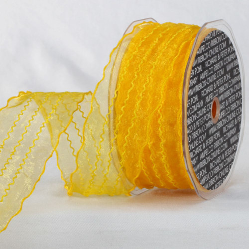 Yellow Contemporary Wave Craft Ribbon 1.5" x 22 Yards - IMAGE 1