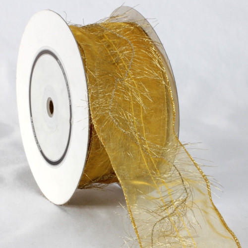 Potter Gold Colored Sheer Organza Ribbon 2.5" x 27 Yards - IMAGE 1