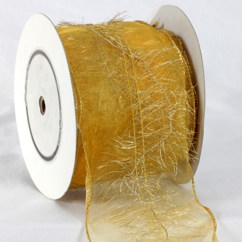 Potter Gold Colored Sheer Organza Ribbon 4" x 27 Yards - IMAGE 1