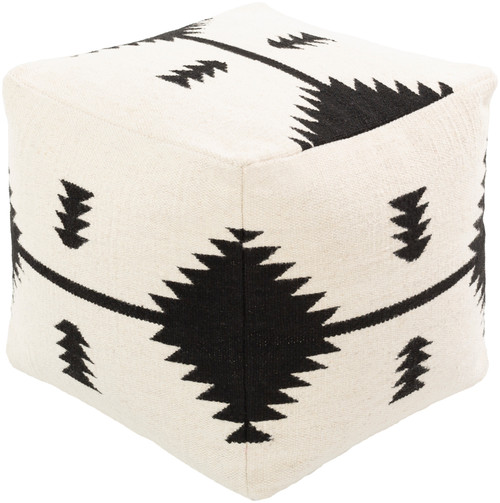 18" Black and White Contemporary Style Cubic Pouf Ottoman - IMAGE 1