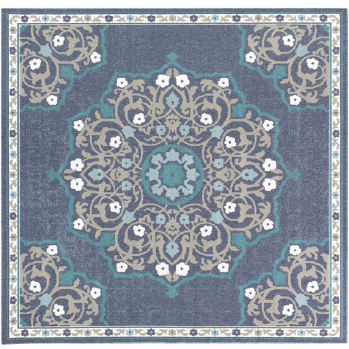 8'9" Persian Mandala Design Gray and Brown Square Machine Woven Area Rug - IMAGE 1