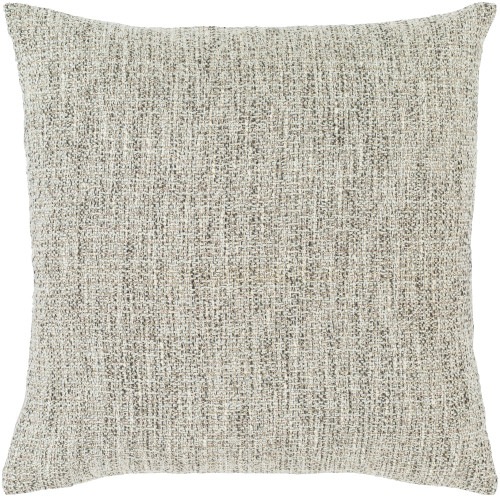 18" Cream and Gray Woven Textured Throw Pillow - Down Filler - IMAGE 1
